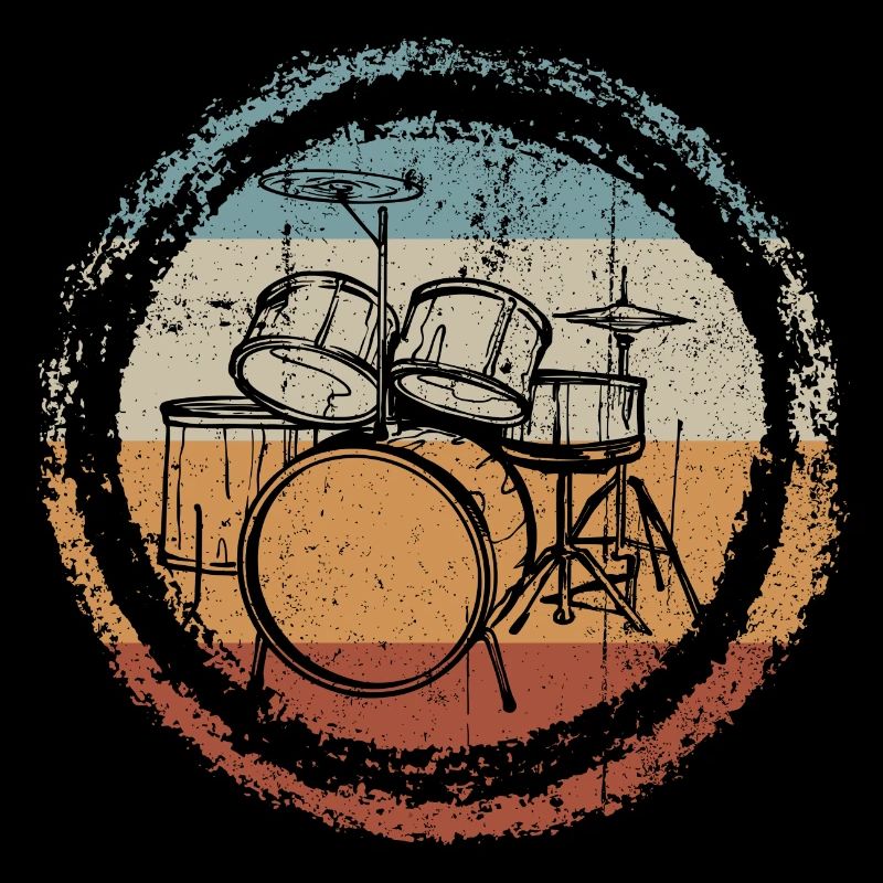Retro Drum Circle Stamp