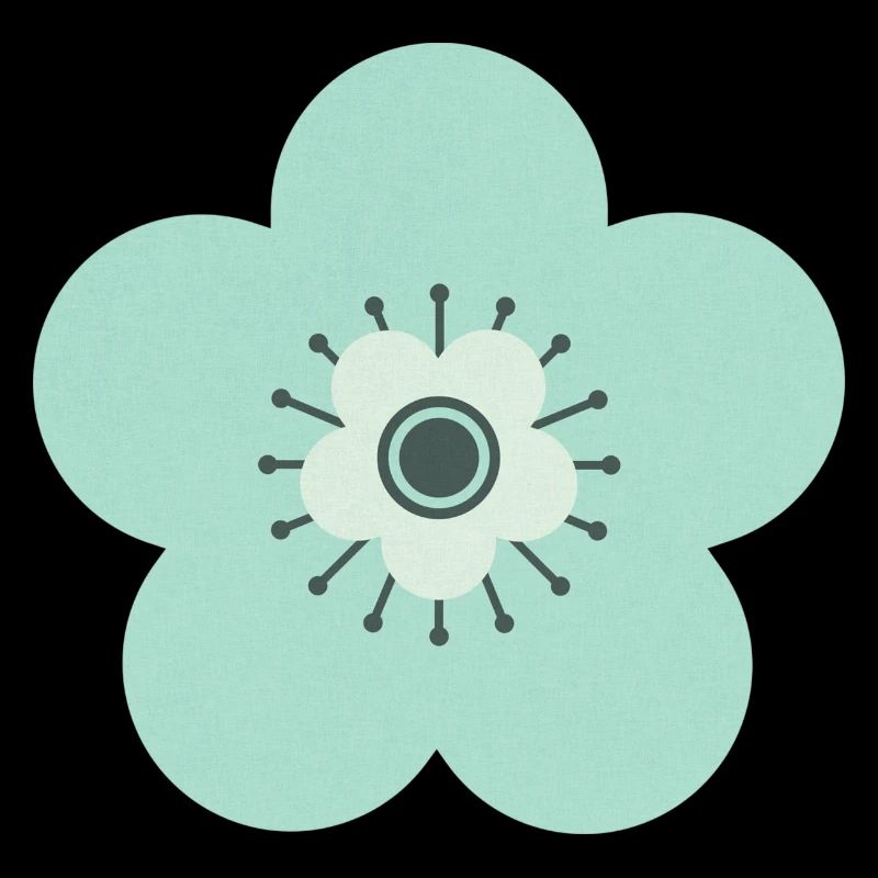 Vert menthe et fleur bleue