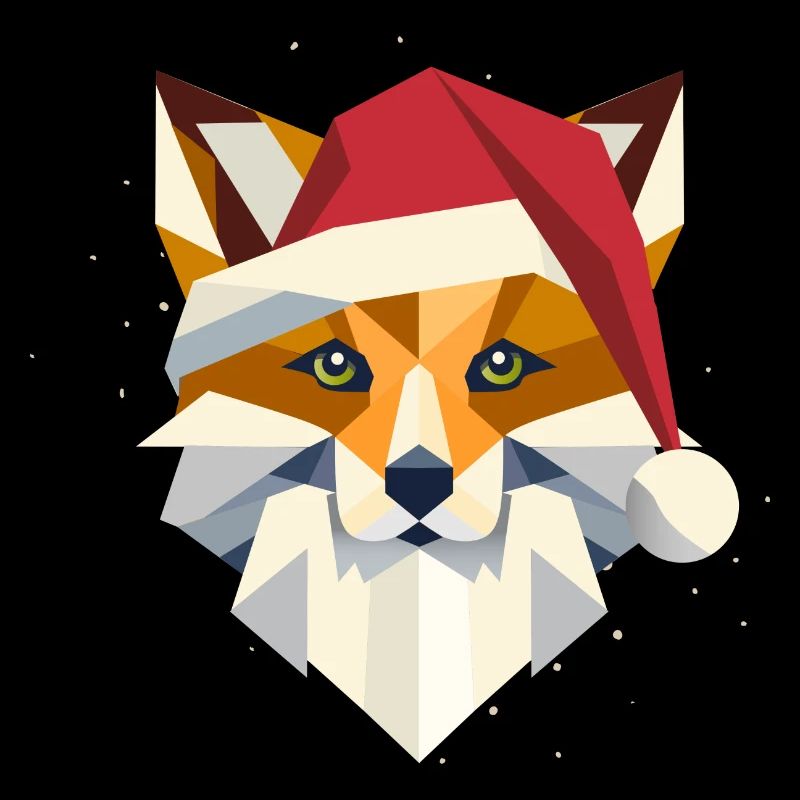 Fox with Santa Hat - Art for the Holidays