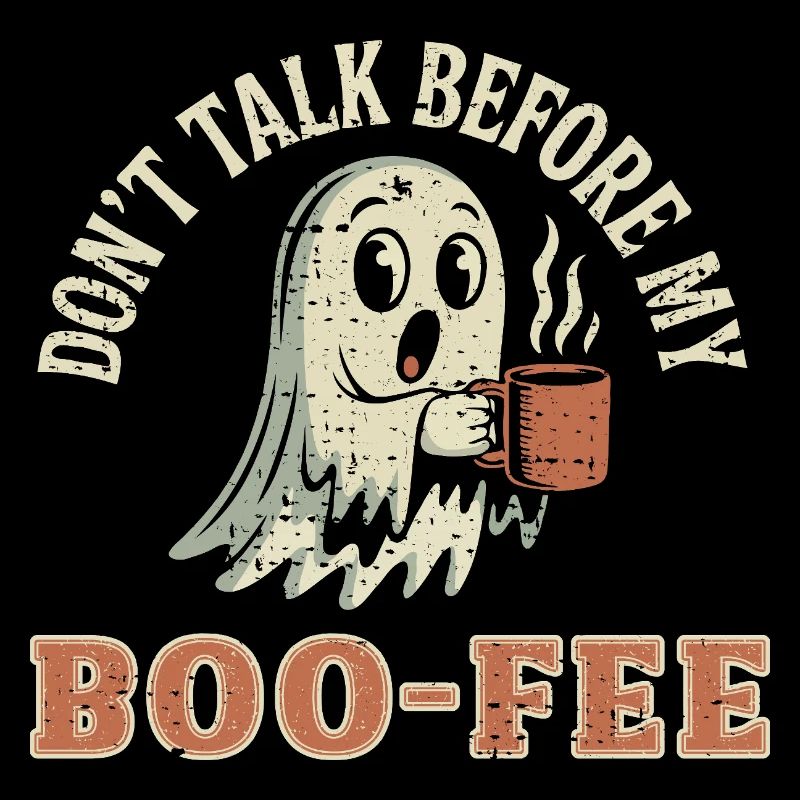 Spooky Ghost with Coffee Quote