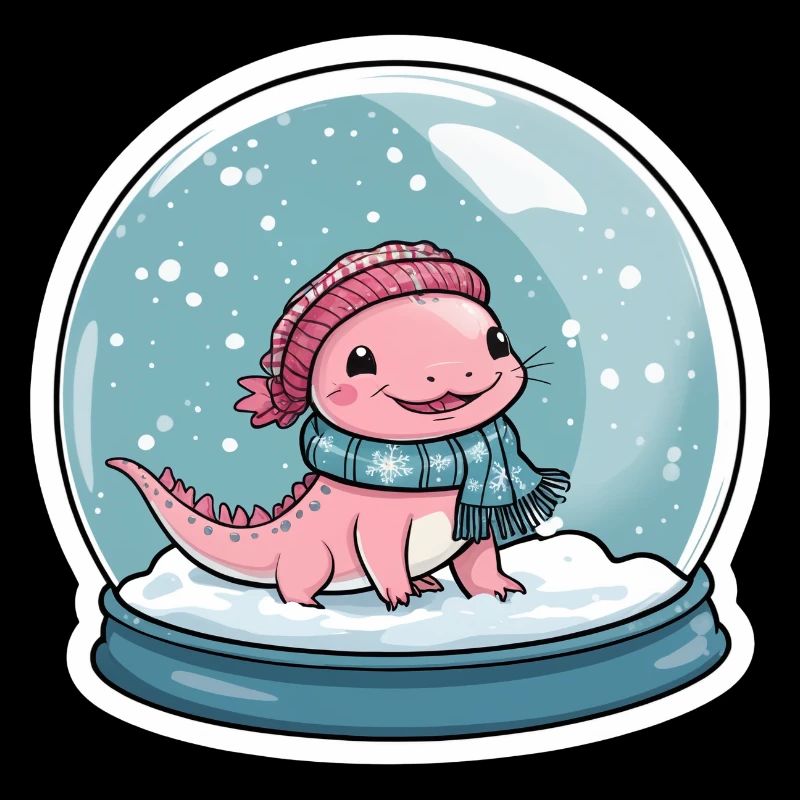 Axolotl in der Schneekugel