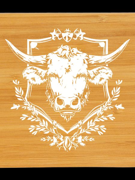 Cow in a laurel frame