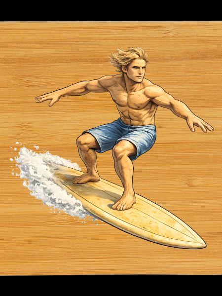 Surfer on wave in summer