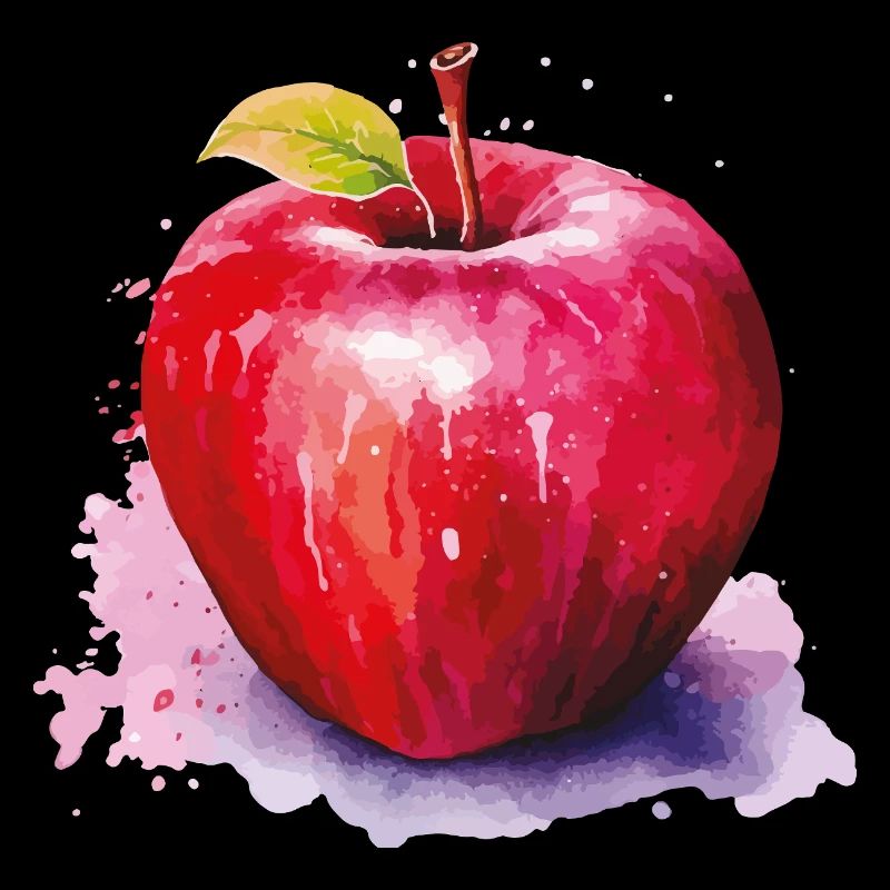 Pomme aquarelle en éclaboussure de peinture