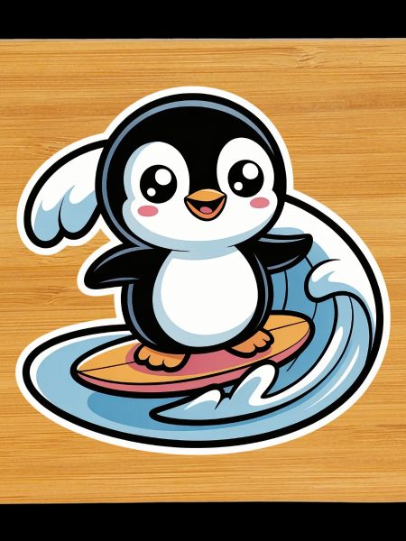Cute Penguin Surfer 
