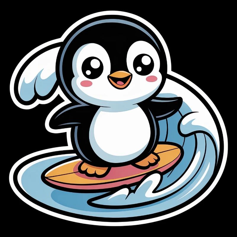 Cute Penguin Surfer 