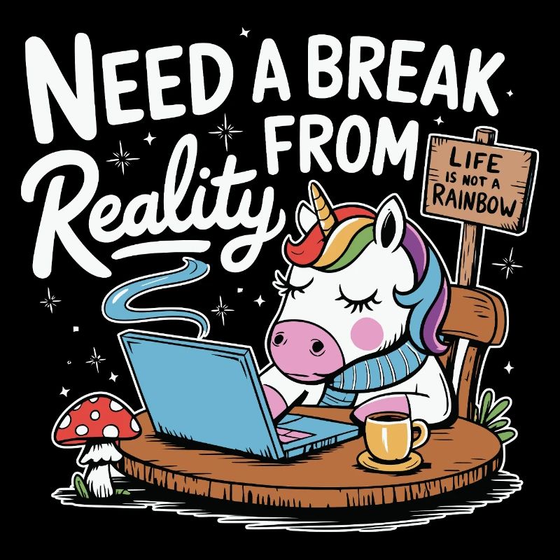 Ordinateur portable licorne pause au bureau Ordinateur drôle