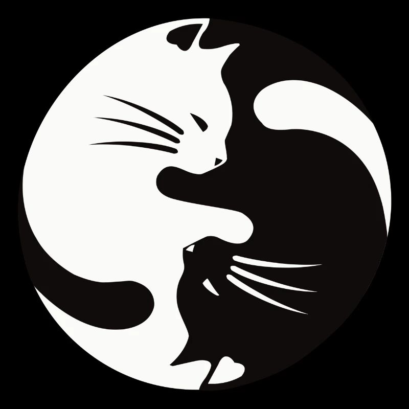 2 cats cuddle ,ying yang