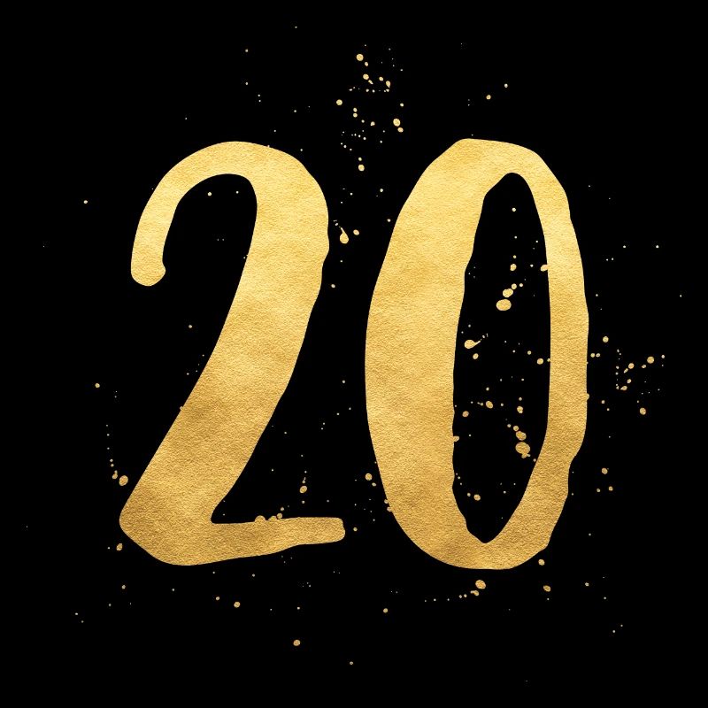 20 gold runder Geburtstag zwanzig Geschenk Zahl