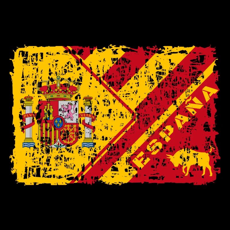 Spanien Flaggen Design mit Wappen und Stier