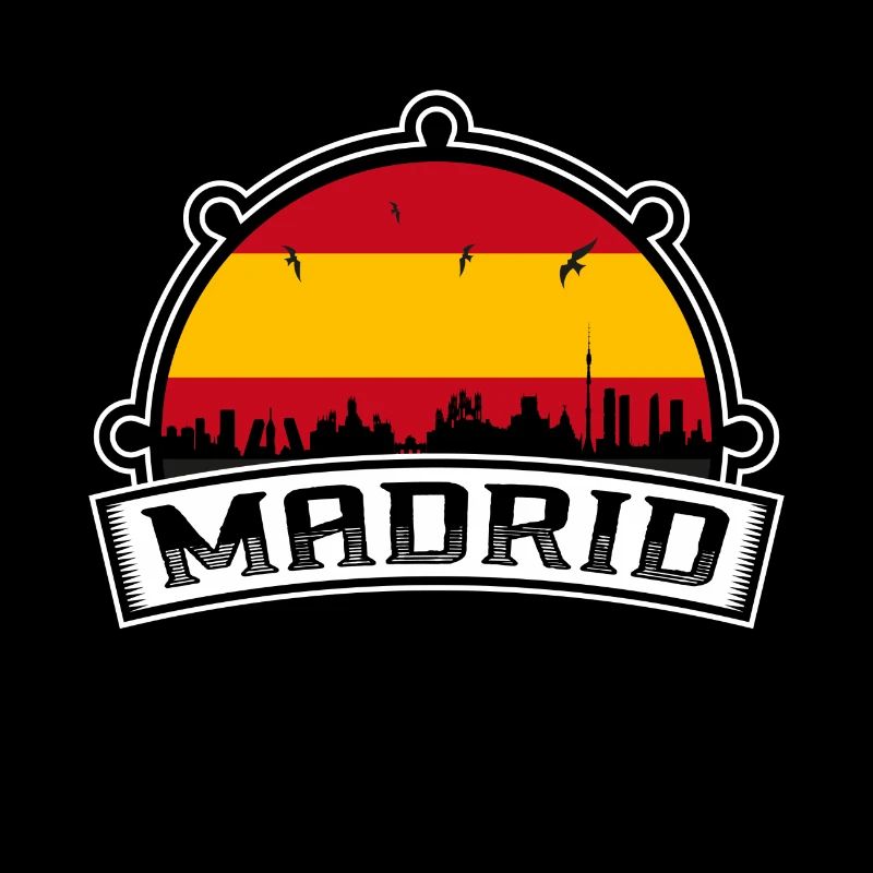 Madrid Espagne Skyline Voyage Souvenir Drapeau Espagnol