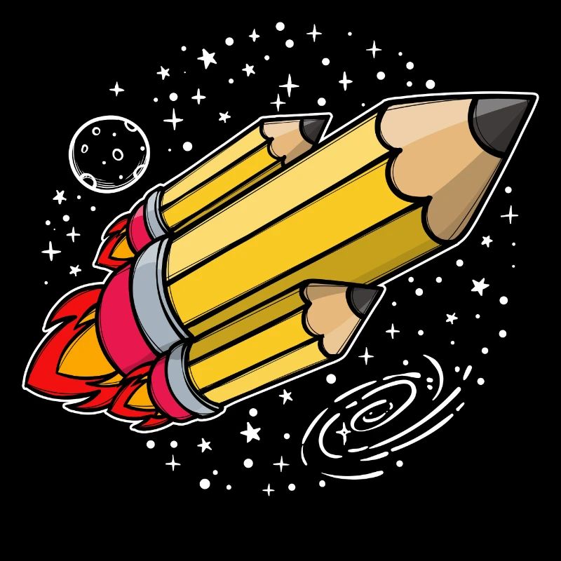 École début d’école crayon fusée lancement de l’école