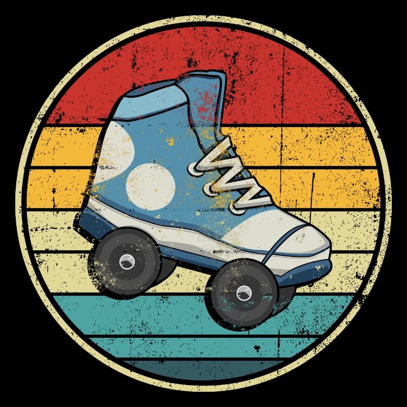 Cercle de patins à roulettes rétro coucher de soleil