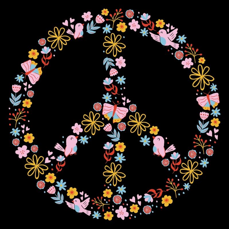 Blumenpeace Peacezeichen Muster