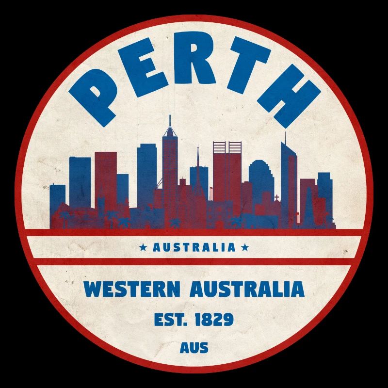 Perth Skyline Retro AU