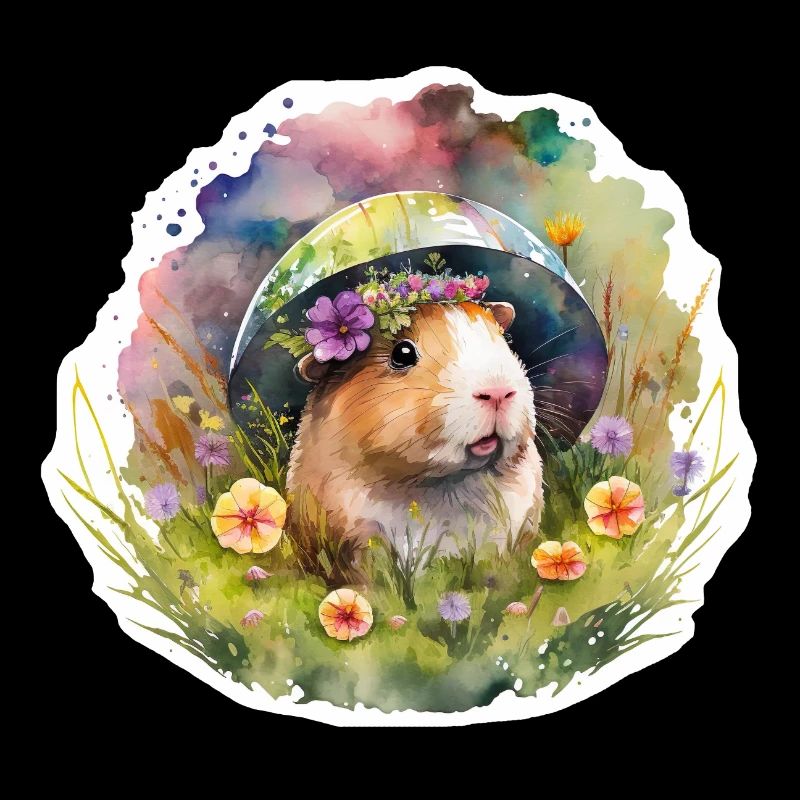 Cochons d’Inde dans une prairie fleurie