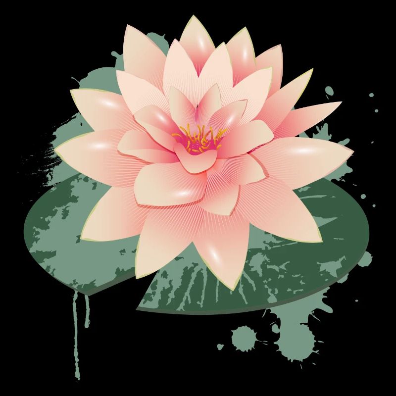 Water lily graffiti with green lily pad