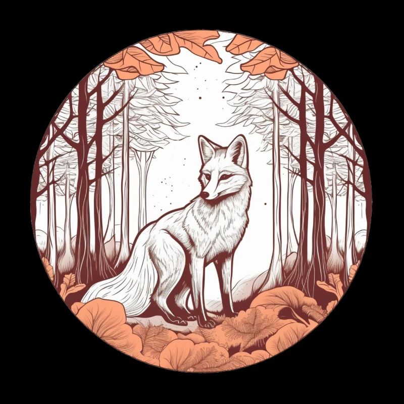 Fox in Autumn Forest Illustration