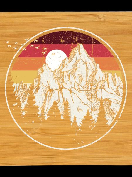 Retro Mountain Sunset Circle