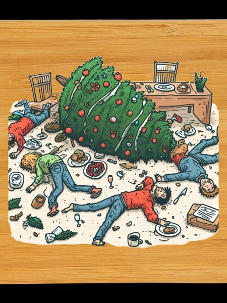 Exuberant Christmas tree party
