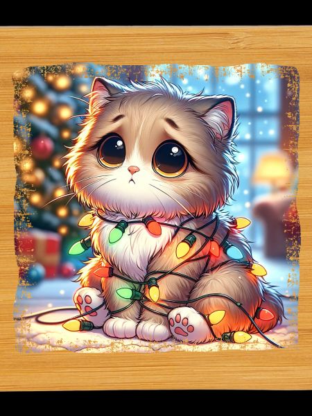 Cute Christmas Cat Clumsy Tangled