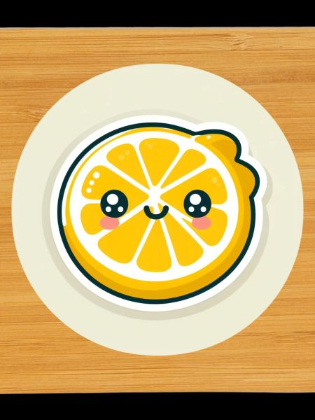 Yellow lemon slice with face