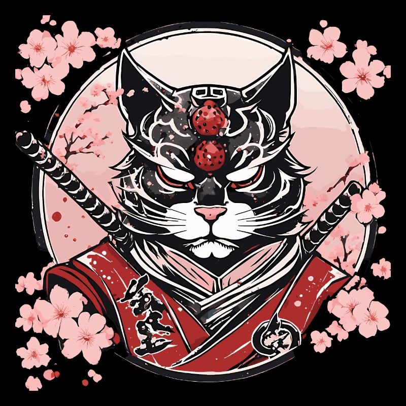 Démoniaque Kawaii Neko Samurai : chat samouraï