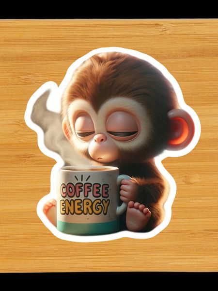 Coffee Energy Monkey Illustration