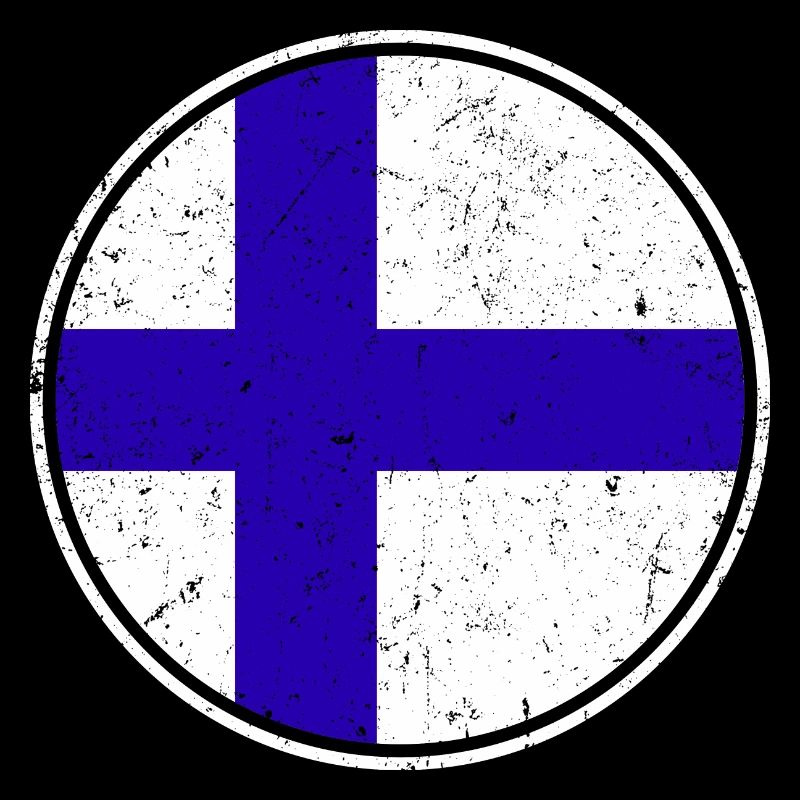 Finnish Flag — Distressed Style & in a Circle