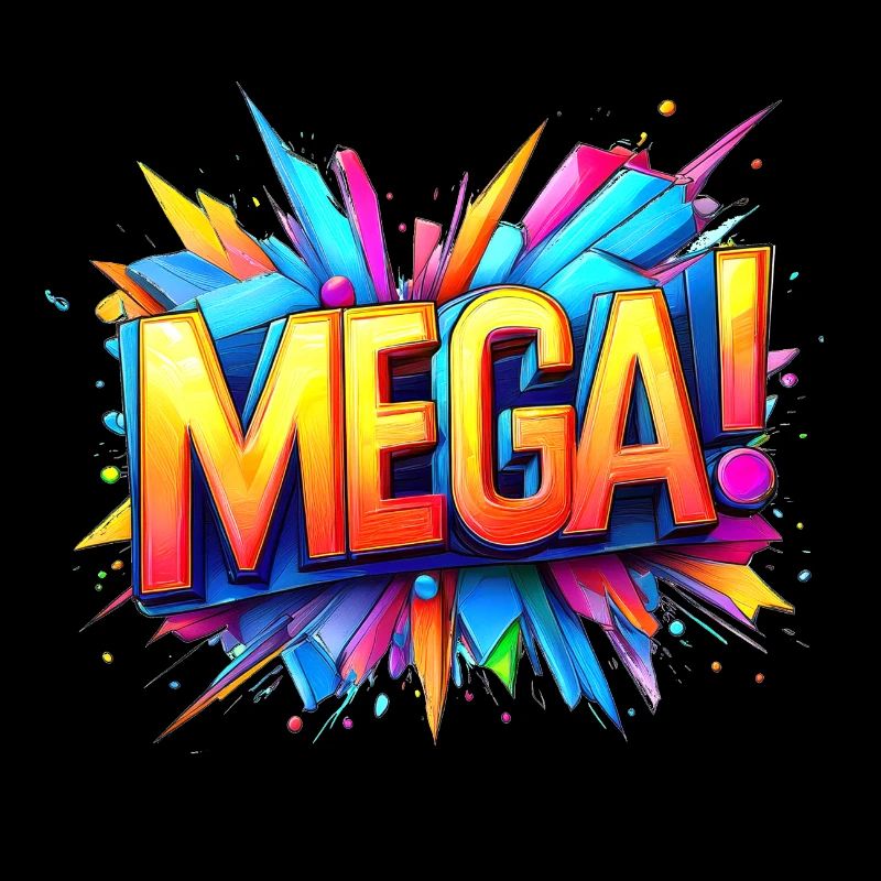 mega 3d text colorful