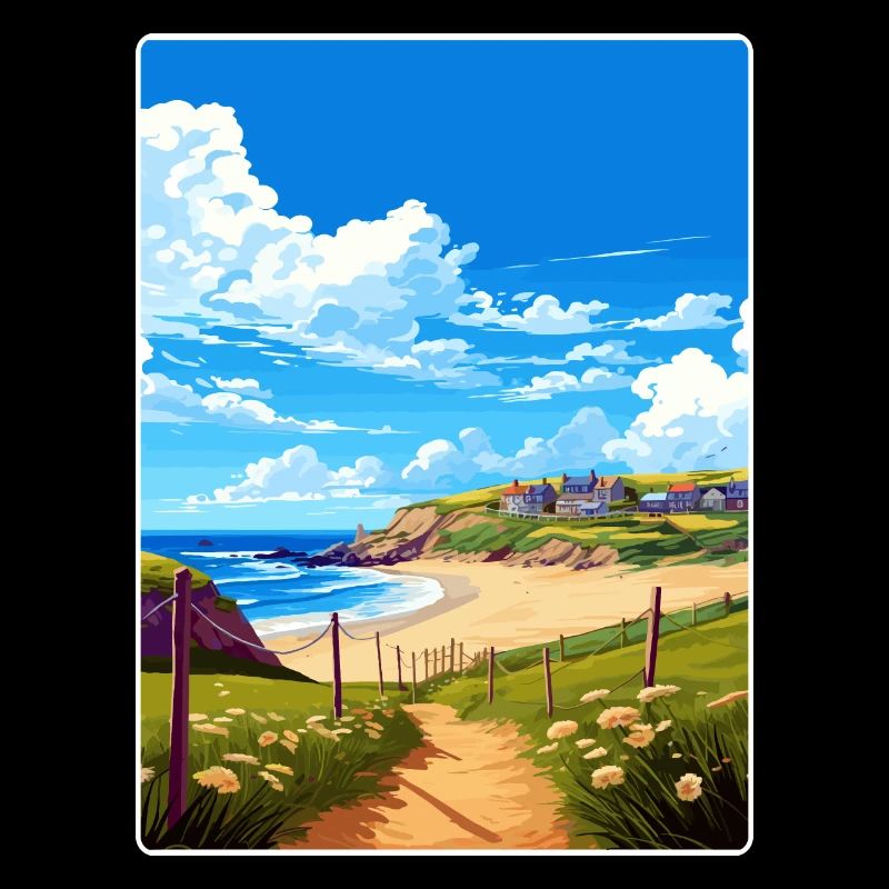 Holywell Bay, Cornouailles, Angleterre, Affiche de voyage