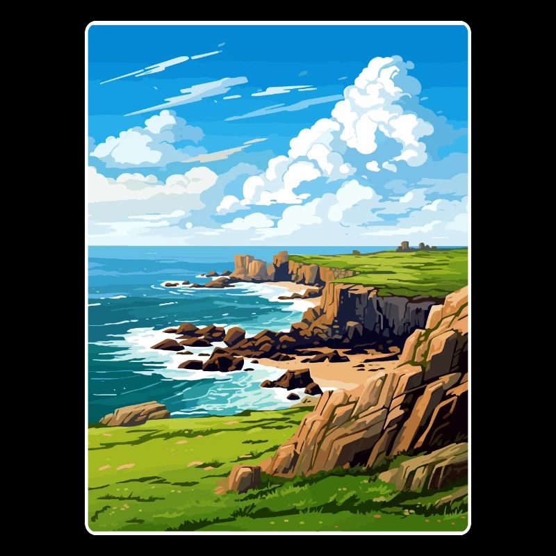 Lands End Cornouailles Angleterre Affiche de voyage souvenir