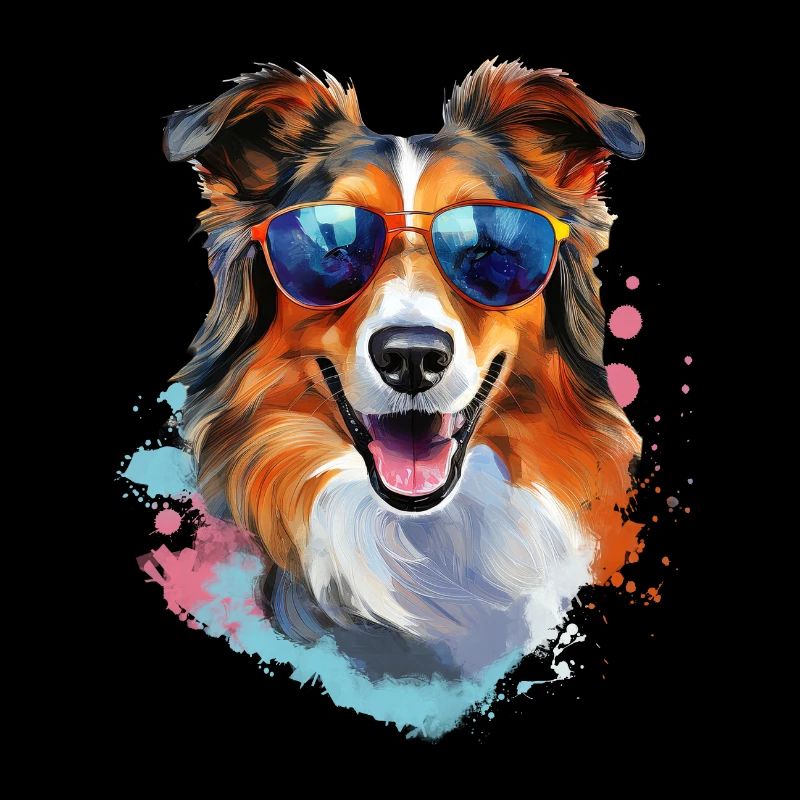 Collie avec lunettes de soleil