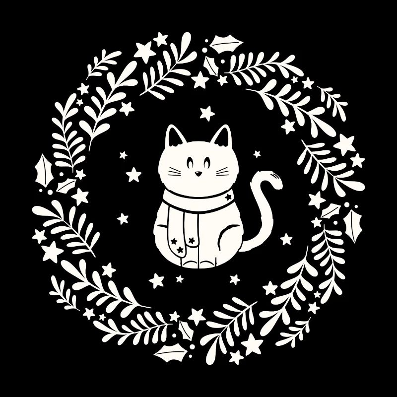 Couronne de Noël avec chat mignon