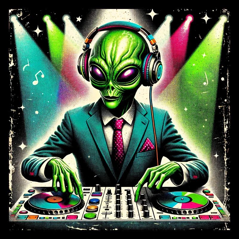 DJ extraterrestre élégant - Conception de vibrations de fête galactique