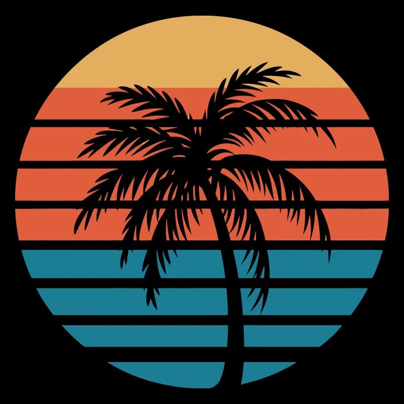 Palm Sunset Retro Circle