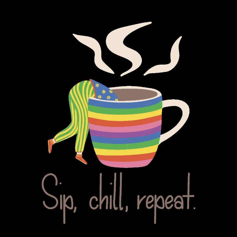 Sip, chill, repead - Rainbow Coffee Lover