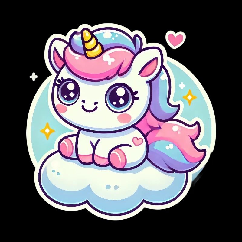 Magical Chibi Unicorn on a Cloud