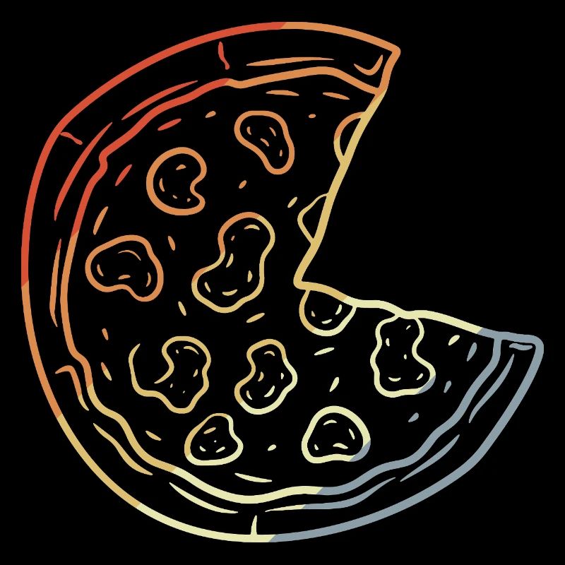 Pizza Line Art Rétro