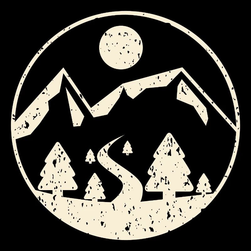 Mountain scene in circle