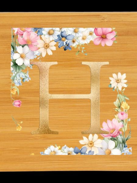 H Monogram, Floral, Personalizable