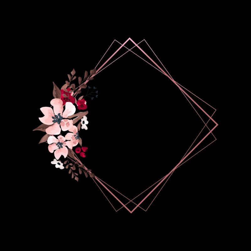 Flowers in Rectangular Frame / Pink Tones