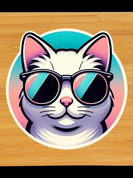 Cat with sunglasses in pastel