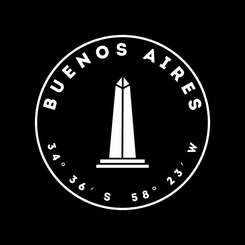 Buenos Aires with monument and coordinates