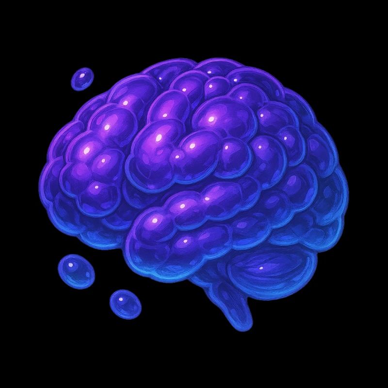3D Brain Molecular Blue Purple