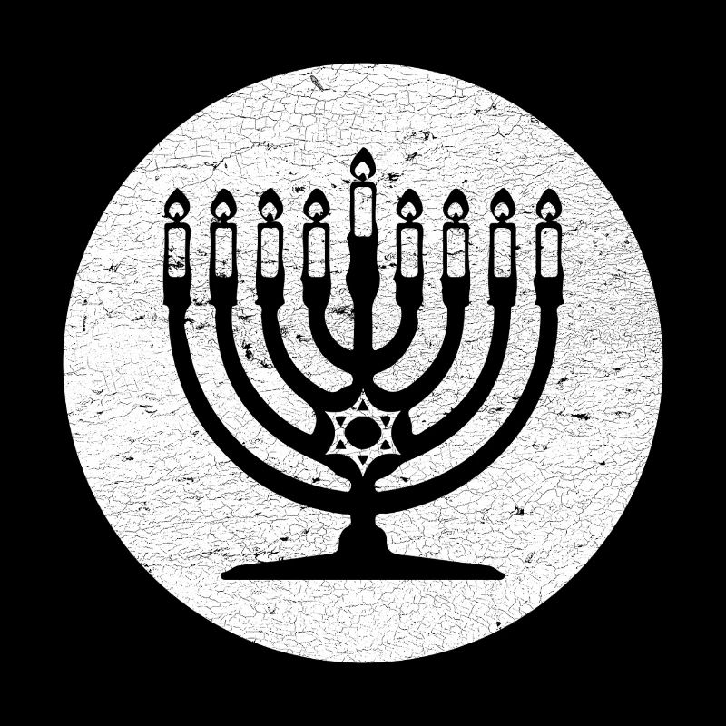 Menorah de Hanoukka chandelier dans cercle blanc