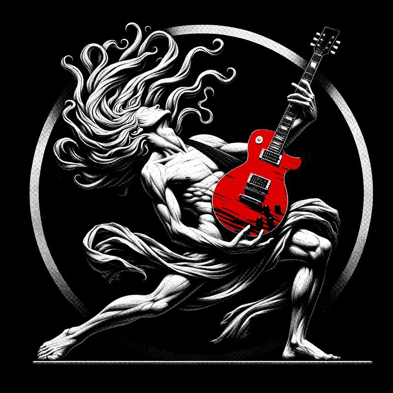 Mythical Guitar God Illustration 
