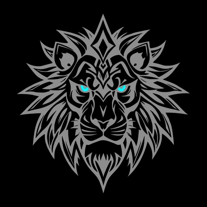 Lion Tribal Yeux Bleus