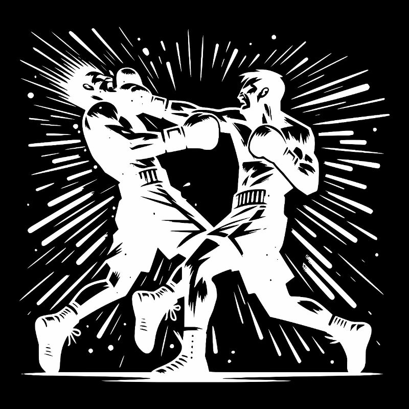 Action de boxe rétro Le coup de poing décisif