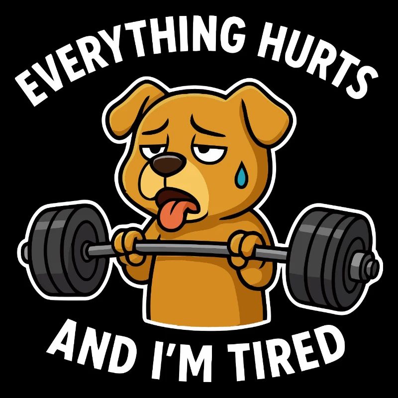Exhausted Dog Lifting Weights